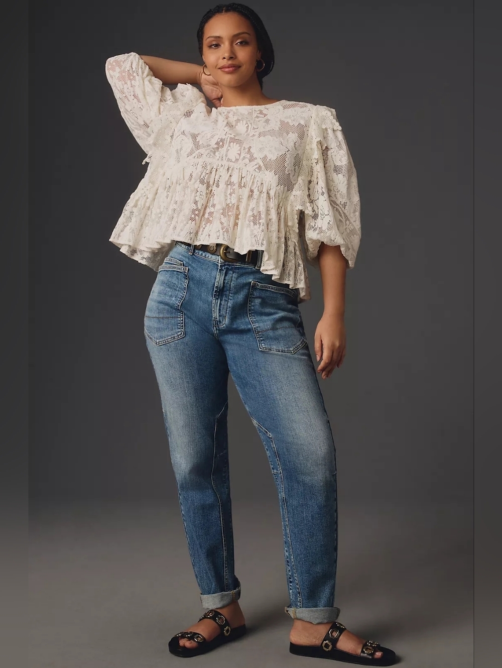 Pilcro Blue Denim Ankle Cropped Jeans